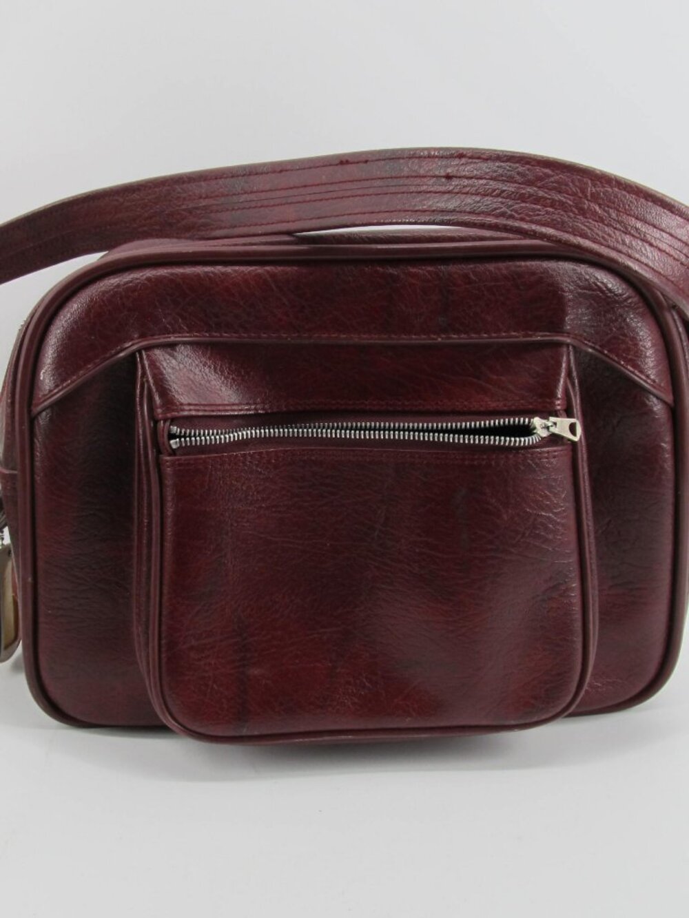 Vintage American Tourister Burgundy Shoulder Bag Makeup Carry 14x12x7” no key